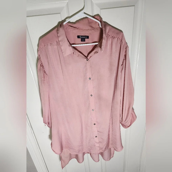 Roman's Tunic Womens Blush Button Up Blouse - Picture 11 of 11